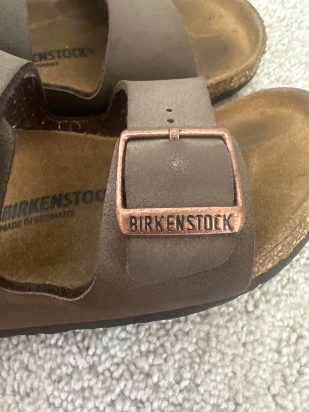 Birkenstock Brown Two-Strap Slide Sandals